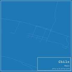 Blueprint US city map of Chilo, Ohio.
