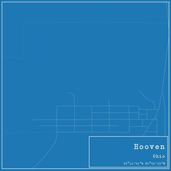 Blueprint US city map of Hooven, Ohio.