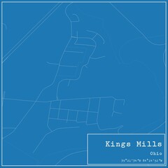 Blueprint US city map of Kings Mills, Ohio.