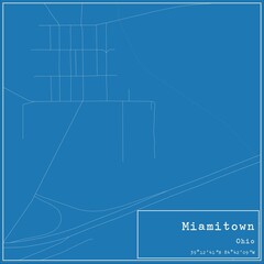 Blueprint US city map of Miamitown, Ohio.
