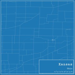 Blueprint US city map of Kansas, Ohio.