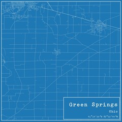 Blueprint US city map of Green Springs, Ohio.
