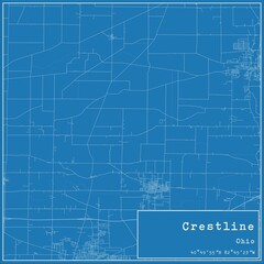 Fototapeta premium Blueprint US city map of Crestline, Ohio.