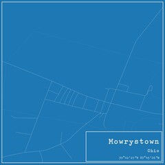 Blueprint US city map of Mowrystown, Ohio.