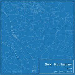 Blueprint US city map of New Richmond, Ohio.