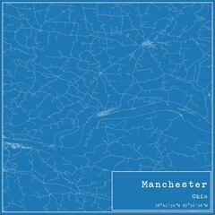 Blueprint US city map of Manchester, Ohio.