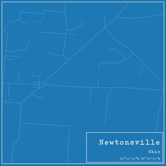 Blueprint US city map of Newtonsville, Ohio.