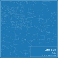 Blueprint US city map of Amelia, Ohio.