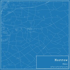 Blueprint US city map of Morrow, Ohio.