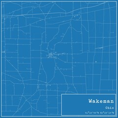 Blueprint US city map of Wakeman, Ohio.