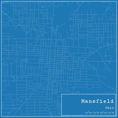 Blueprint US city map of Mansfield, Ohio.