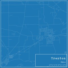 Blueprint US city map of Trenton, Ohio.