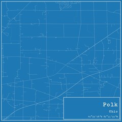 Blueprint US city map of Polk, Ohio.
