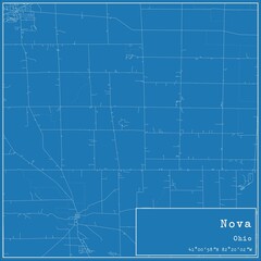 Blueprint US city map of Nova, Ohio.