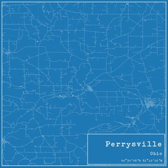 Blueprint US city map of Perrysville, Ohio.