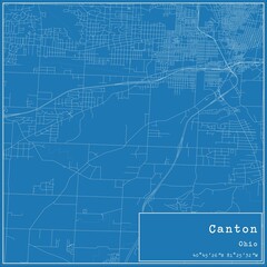 Blueprint US city map of Canton, Ohio.
