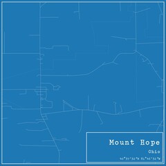 Blueprint US city map of Mount Hope, Ohio.