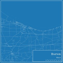 Blueprint US city map of Huron, Ohio.