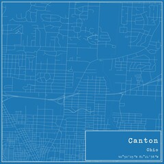 Obraz premium Blueprint US city map of Canton, Ohio.