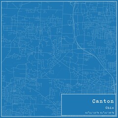 Blueprint US city map of Canton, Ohio.