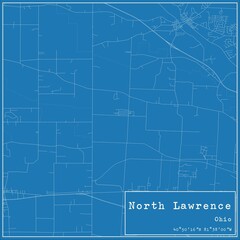 Blueprint US city map of North Lawrence, Ohio.