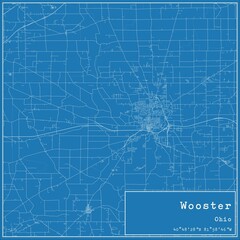 Blueprint US city map of Wooster, Ohio. - obrazy, fototapety, plakaty