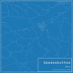 Blueprint US city map of Gnadenhutten, Ohio.