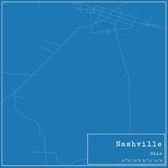 Blueprint US city map of Nashville, Ohio.