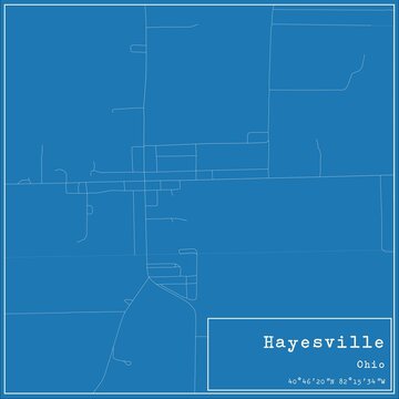 Blueprint US city map of Hayesville, Ohio.