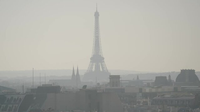Paris, France - The Tour Eiffel Tower La dame de fer seen from Centre Pompidou