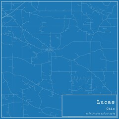 Fototapeta premium Blueprint US city map of Lucas, Ohio.