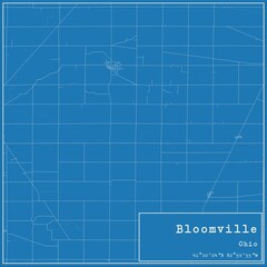 Blueprint US city map of Bloomville, Ohio.