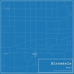 Blueprint US city map of Bloomdale, Ohio.