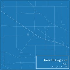 Fototapeta premium Blueprint US city map of Southington, Ohio.