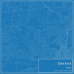 Blueprint US city map of Canton, Ohio.