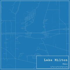 Blueprint US city map of Lake Milton, Ohio.