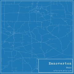 Fototapeta premium Blueprint US city map of Hanoverton, Ohio.