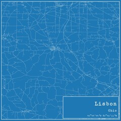 Blueprint US city map of Lisbon, Ohio.