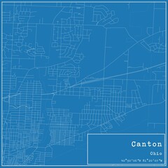 Blueprint US city map of Canton, Ohio.