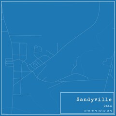 Blueprint US city map of Sandyville, Ohio.