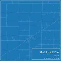 Blueprint US city map of Smithville, Ohio.
