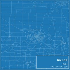 Blueprint US city map of Salem, Ohio.