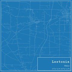 Blueprint US city map of Leetonia, Ohio.