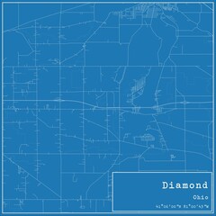 Blueprint US city map of Diamond, Ohio.