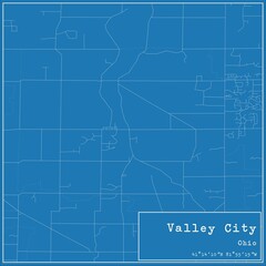 Blueprint US city map of Valley City, Ohio.