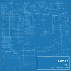 Blueprint US city map of Akron, Ohio. - obrazy, fototapety, plakaty