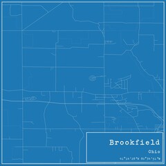 Blueprint US city map of Brookfield, Ohio.