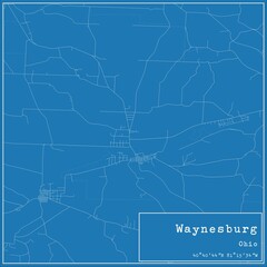 Blueprint US city map of Waynesburg, Ohio.