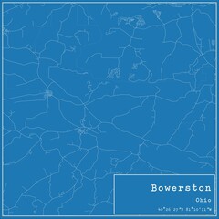 Blueprint US city map of Bowerston, Ohio.