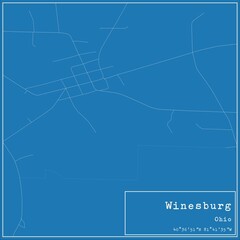 Blueprint US city map of Winesburg, Ohio.
